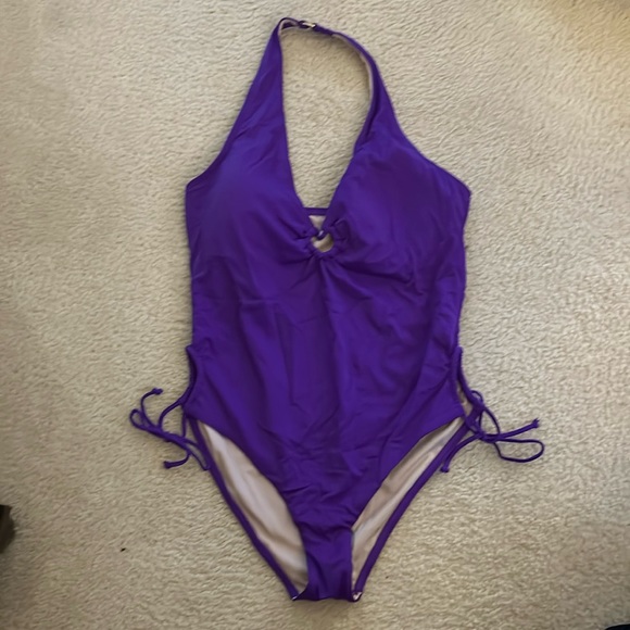 Purple Keyhole Halter One Piece - Picture 1 of 4